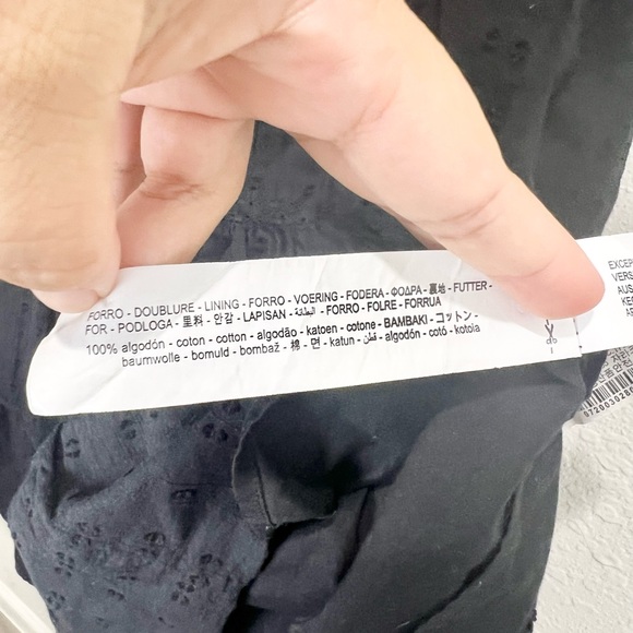 Zara Black LACE INSERT DRESS WITH BALLON SLEEVES Large L - Picture 10 of 10